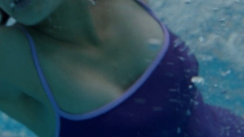 Karla Crome in Hit & Miss (2012) Sexy Cleavage Purple Swimsuit 754015