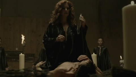 Carly Street in Bitten (2014-2016) Sexy Black Robe Candles 758874