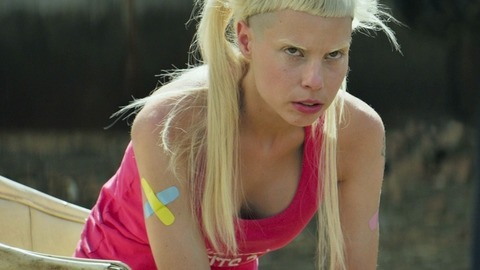 Yo-Landi Visser in Chappie (2015) Sexy Blonde Low Cut Shirt 768059