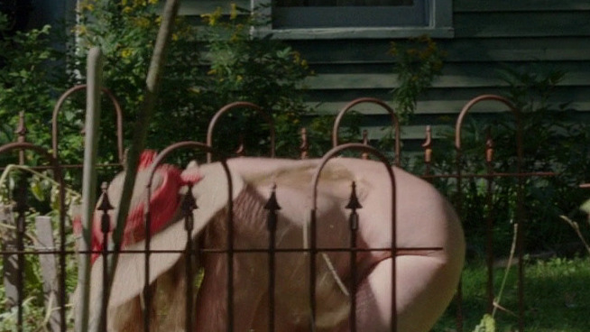 Aunt Sarah from The Automatic Hate Naked. Breasts, gardening, in garden. 792077