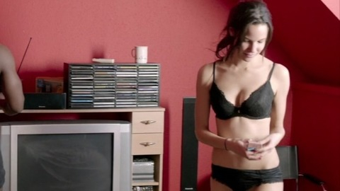 Caroline Ford in Anti-Social (2015) Sexy Underwear Black Bra Brunette 773783