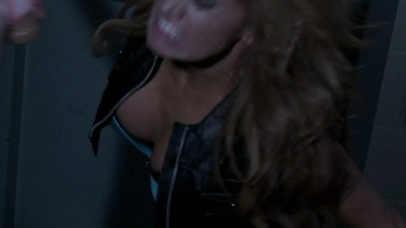 Hottest Reby Sky Scene in Pro Wrestlers vs Zombies. Sexy, Underwear, blue bra, brunette. 777086