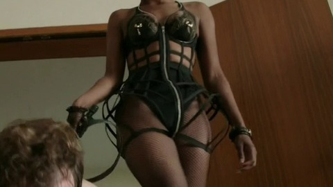 Victoria Ekanoye in The Royals (2015-2018) Sexy Underwear Black Leather Dominatrix 777830