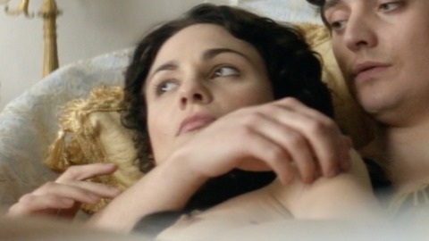 Tuppence Middleton Naked in War and Peace. Breasts, brunette, cuddling. 781501