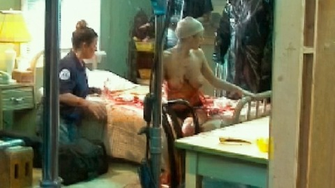 Sexy Nurse from Director's Cut Naked. Breasts, Underwear, blood, movie set. 833999