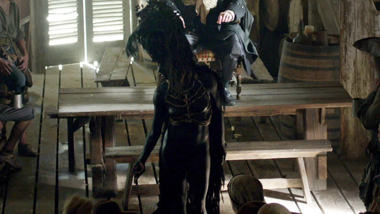 Death Figure from Black Sails Naked. Breasts, Sexy, black paint, body paint. 801911