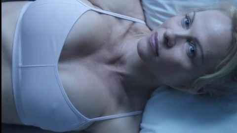 Pamela Anderson in Connected (2015) Sexy Underwear Cleavage Laying Down 782975