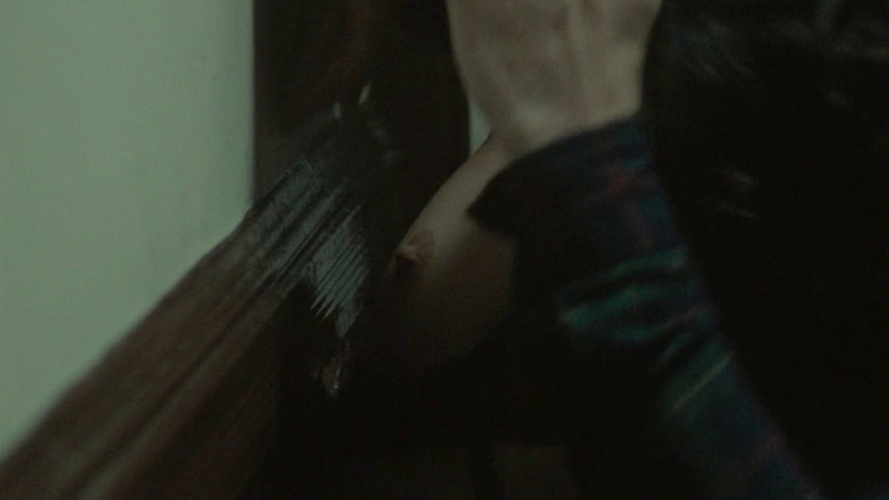 Nudes of Lily from Long Nights Short Mornings. Breasts, apartment building, hallway. 806040