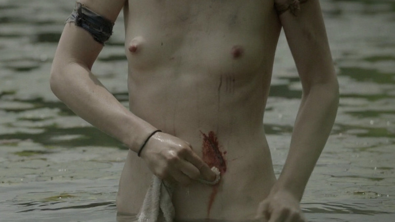 Lucy Walters Nude in Here Alone. Breasts, blood, cleaning wound. 809896