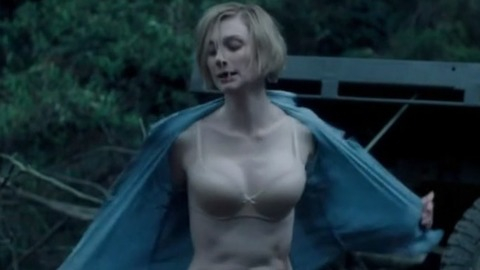 Sexiest Scenes of Dr. Anna Macy from The Kettering Incident. Underwear, beige bra, blonde. 795119