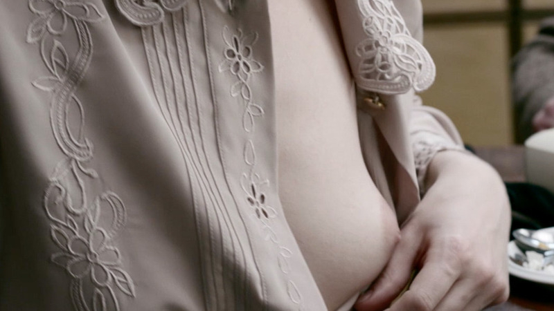 Oona von Maydell Naked in The Bunker. Breasts, at dinner table, blouse open. 796801