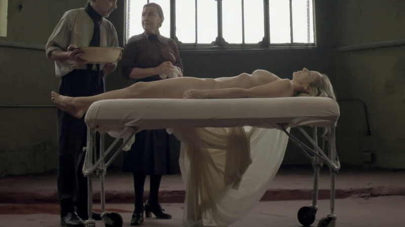 Julieta Cardinali Naked in White Coffin. Breasts, blonde, dead body. 808471