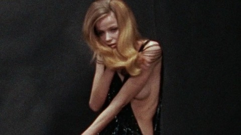 Veruschka von Lehndorff in Blow-Up (1966) Sexy Arm Covering Breasts Black Background 810297