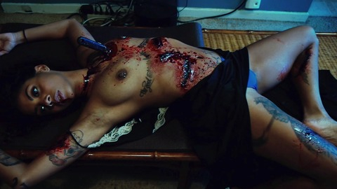 Stephanie D'Oleo Nude as Dead Girl. Breasts, Underwear, Tattoos, blood. 816854