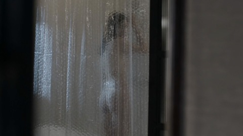 Stana Katic Naked as Emily Byrne. Butt, bathroom, clear shower curtain. 915213
