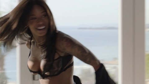 Sexiest Brittany S. Hall Scene in Ballers. Underwear, black bra, cleavage. 837061