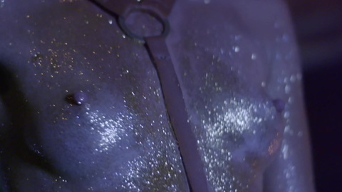 Jemma Dallender Naked in Armed. Breasts, cloes up, covered in glitter. 838981