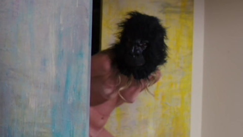 Alena Savostikova Nude in Armed. Breasts, bent over, gorilla mask. 838954