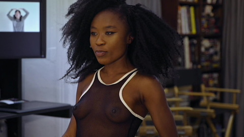 Nana Ghana Nude as Victoria. Breasts, curly hair, mesh shirt. 846554