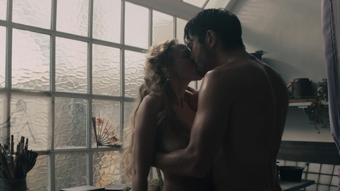 Warrior's Sexiest Scenes with Joanna Vanderham. Sexy, hair over breasts, kissing. 868908