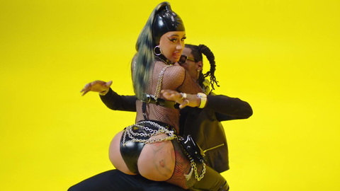 Clout's Sexiest Scenes with Cardi B. Sexy, chains, fishnet shirt. 866820