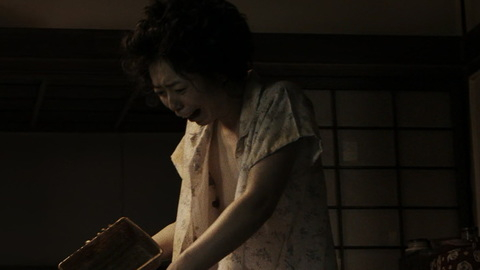 Umi Tôdô Naked as Kozue Muranishi (young). Breasts, dark nipple, open shirt. 878007
