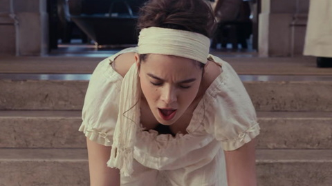 Hottest Hailee Steinfeld Scene in Dickinson. Sexy, down blouse, headband. 934682