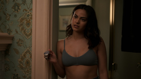 Dangerous Lies's Sexiest Scenes with Camila Mendes. Underwear, doorway, grey bra. 906846