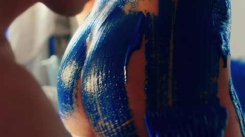 Lucy Savage from Little Birds Naked. Butt, blue paint, body paint. 917237