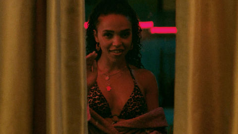 Sexiest Scenes of Shy Girl from Honey Boy. Bikini, Sexy, brunette, curly hair. 924899