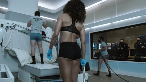 Hottest Gina Torres Scene in 9-1-1: Lone Star. Underwear, black bra, black panties. 936890