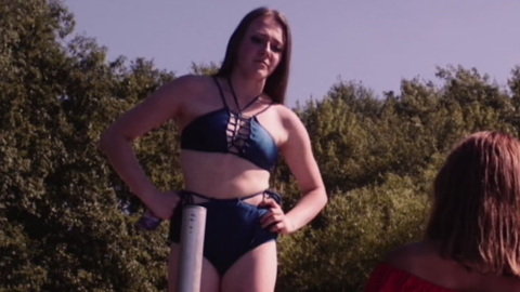 Sexiest Scenes of Clara from Occurrence at Mills Creek. Bikini, blue bikini, hands on hips. 933731