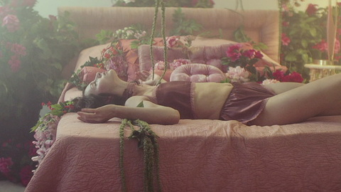Sexiest Scenes of Rose (segment "Knockers") from Doors. Sexy, Underwear, flowers, on bed. 939815