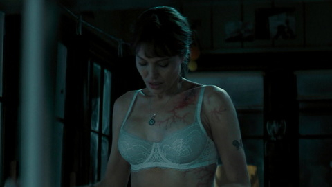 Hottest Angelina Jolie Scene in Those Who Wish Me Dead. Underwear, SFW, bruised. 943100
