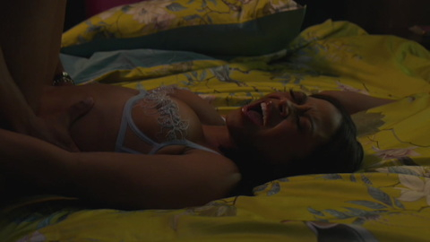 Hottest Bresha Webb Scene in Run the World. Underwear, in bed, lace bra. 946136