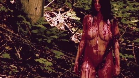Angelina Leigh Naked as The Woman. Breasts, Bush, covered in blood, forest. 959919