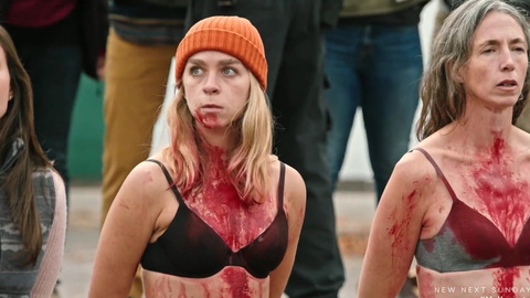 Hottest Shirtless Protester #2 Scenes. Underwear, black bra, covered in paint. 962973
