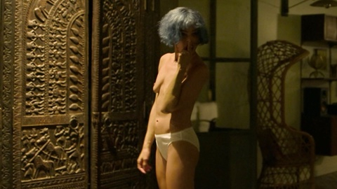 Zoë Kravitz Naked as Angela Childs. Breasts, Underwear, bedroom, blue hair. 969441