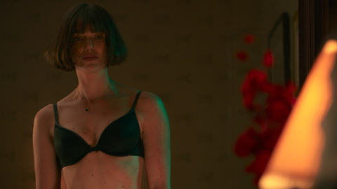 Suspicion's Sexiest Scenes with Elizabeth Henstridge. Underwear, black bra, hotel room. 971520