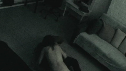 Polina Davydova Naked as Mila. Butt, black and white, on floor. 971979