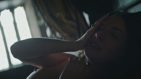 Nudes of Catherine Parr from Becoming Elizabeth. Breasts, backlit, hand on face. 978426