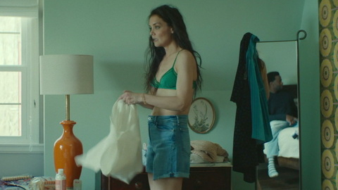 Sexiest Katie Holmes Scene in Alone Together. Underwear, bra, green bra. 980299