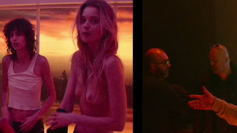 Abbey from Lux Æterna Naked. Breasts, changing clothes, split screen. 980591