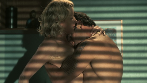 American Gigolo's Sexiest Scenes with Gretchen Mol. Sexy, arm covering breasts, blinds. 981942