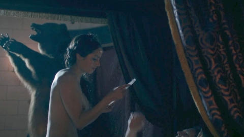 Amrita Acharia Naked as Aabis. Breasts, bear, man on bottom. 981081