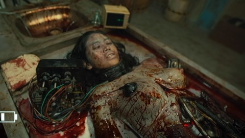 Sexiest Sekar Dewantaari Scene in V/H/S/94. Prosthetic, Prosthetic breasts, bloody. 981265