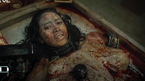 Hottest Sekar Dewantaari Scene in V/H/S/94. Prosthetic, Prosthetic breasts, bloody. 981266