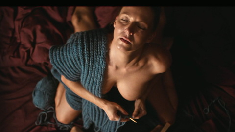 Simone Vogel Naked as Woman In Hotel Room Next Door. Breasts, big breasts, knitting. 981813