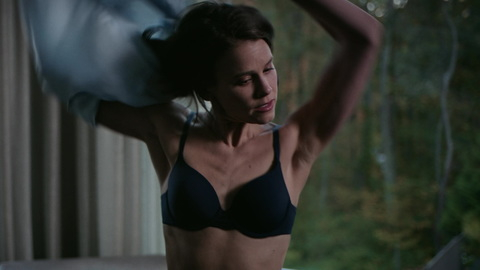 Sexiest Scenes of Rose Cotter from Smile. Underwear, blue bra, taking off shirt. 982739