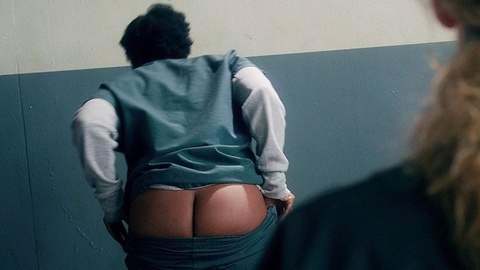 Inmate Gloria from Reach Me Naked. Butt, close-up, pants pulled down. 983729